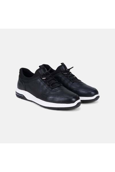 Desa Men's Black Desacomfort Leather Sneaker with Rubber Laces