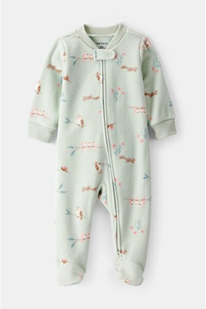 Carter's Carters Kız Bebek Baykul Baskı Patikli Polar Tulum 3-9 Ay YEŞİL