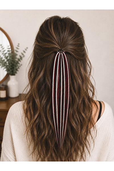 YASEMİN KAPLAN Burgundy White Braided Hair Clip – Modern Boho Hair Accessory
