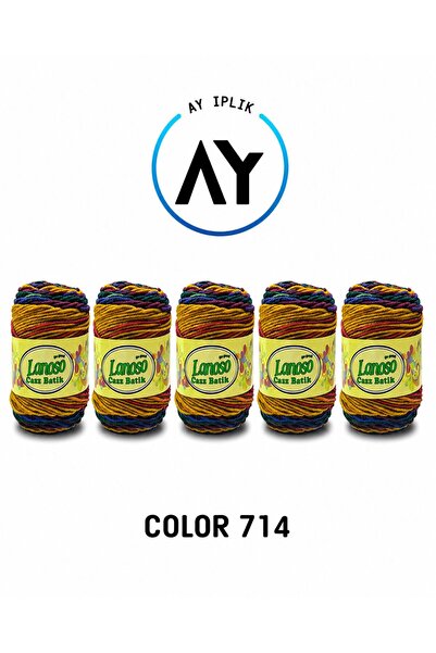 Lanoso Cazz Batik Renkli Yelek İpi 100gr 210mt 5'li Motifli Yelek İpi Cazz Ba...