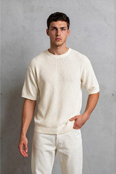 Sea Style Crew Neck Short Sleeve Men's Knitwear Sweater