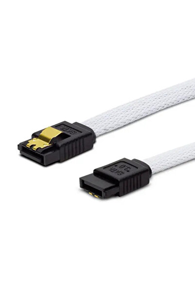 Savio Cablu SATA III GAK-01 0,3m, împletit alb, drept, conectori aurii