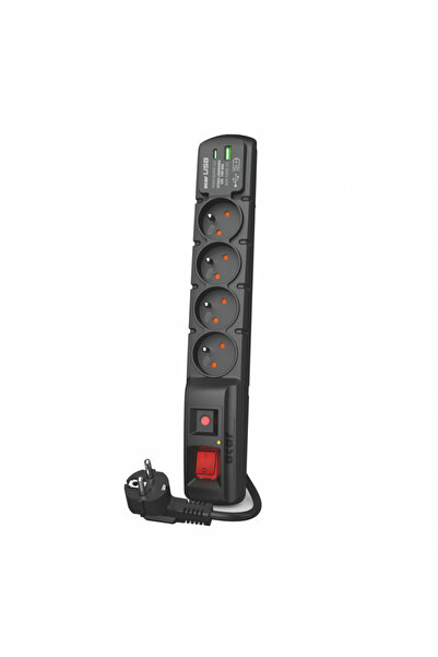 Acar Ltd Prelungitor ACAR F4 USB A+C 1.5M 4x 230V PL PD 3.0 QC Negru