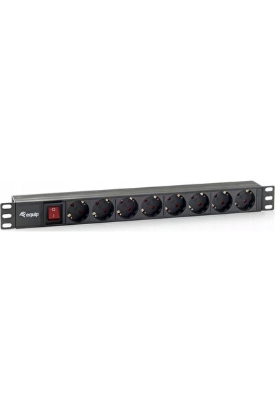 EQUIP Prelungitor cu 8 prize Schuko, 19 " (1HE). 1,8m negru
