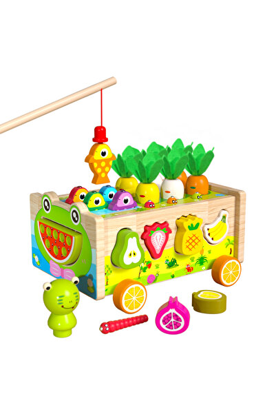 OEM Jucarie educativa Montessori din lemn, pescuit magnetic si sortare legume...
