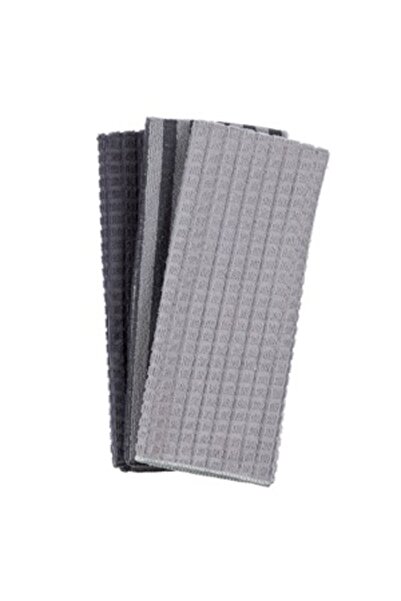 Zumzeria Kitchen Towels with Microfiber Gray Stripes Checks 60x35cm - 3pcs