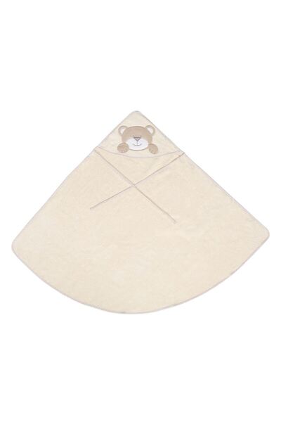 Zumzeria Beige Cotton Towel with Bear Hood 1x1m
