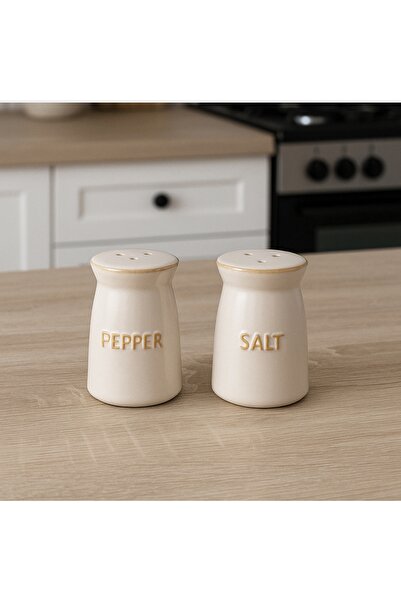 Zumzeria Set ceramic bej pentru sare și piper, stil nordic