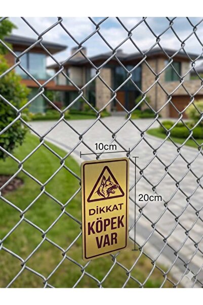hebmeyy Dikkat Köpek Var Gold Renk İnce Metal Levha, ( 10 x 21 cm) Dış Mekan ...