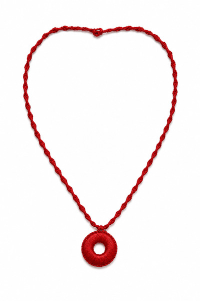 ZipZap Red Minimal Ring Pendant Handmade Necklace