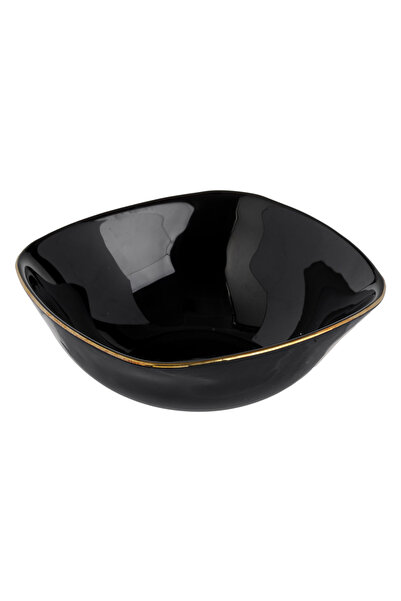 Zumzeria Square Black Opal Bowl with Golden Edge for Snacks 190ml