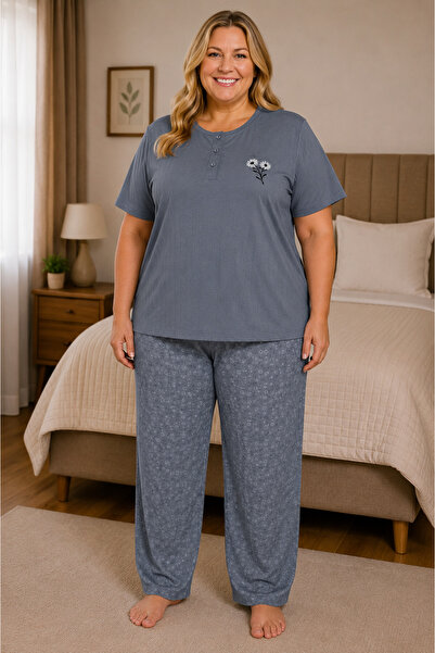 Mutlu City Women's Regular Plus Size Breeze Fabric Mom Pajama Set for Middle ...