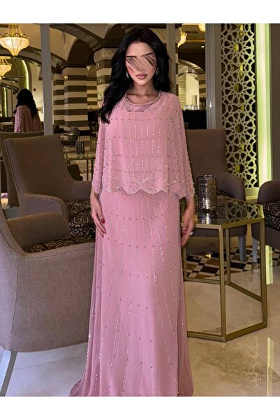SELSAL فستان سهرة شكك لؤلؤ - XXL-5 - لحمي