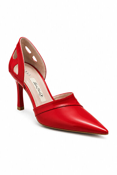 Luxe Heel Rugan İnce Topuk Sivri Burun Asimetrik Detaylı Deri Stiletto