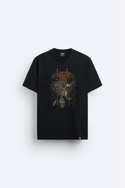 AYDESİGN Μπλουζάκι Lamb of God με στάμπα και λαιμόκοψη ποδηλάτου, μαύρο
