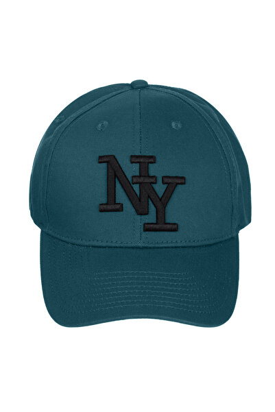 Zumzeria Petrol Green Cotton Cap with 3D Embroidered 'NY' for Men