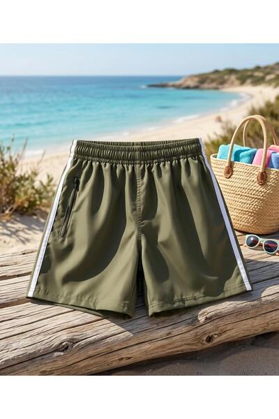 mikam Boys' Waiter Style Solid Color Swim Shorts