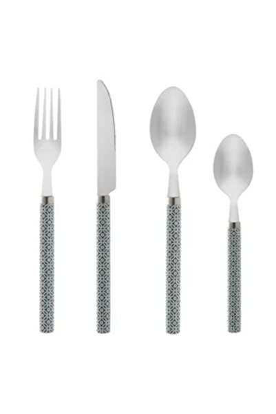 Zumzeria Set Cutlery with Gray Handle White Patterns - 12pcs