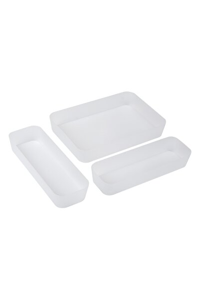 Zumzeria Organizator de sertar din plastic alb mat - 3 bucăți