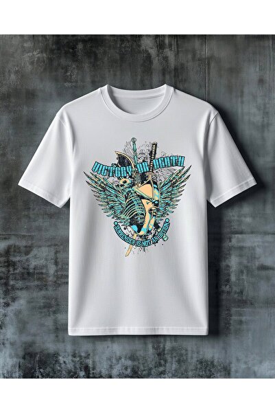 COMVİCHO Steampunk Kanat Kadasyon Printed Oversize T-Shirt