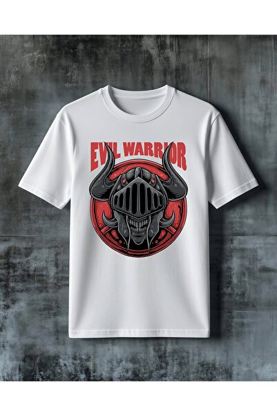 COMVİCHO Evil Warrior Skull Printed Oversize T-Shirt
