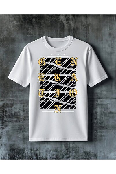 COMVİCHO Newyork Borough Black and White Printed Oversized T-Shirt