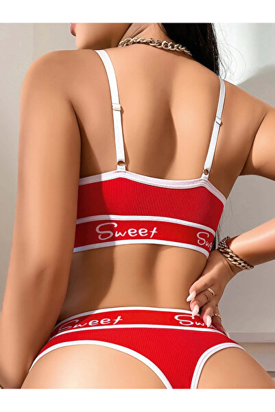 Çamaşır Kenti Kadın Kırmızı Love Yazılı Mayo Bikini 5161