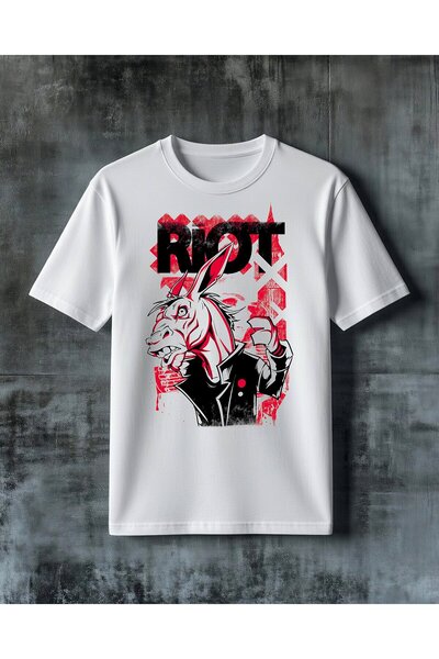 COMVİCHO Riot Red Black Printed Oversize T-Shirt