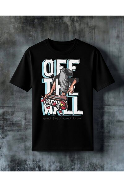 COMVİCHO Off the Wall Skateboard Printed Oversize T-Shirt