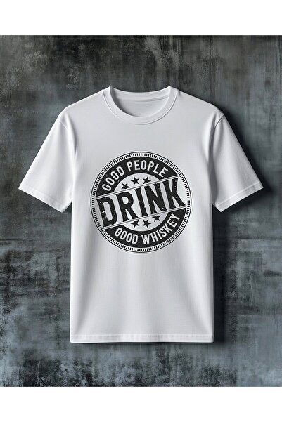 COMVİCHO Good People Drink Whiskey Printed Oversize T-Shirt