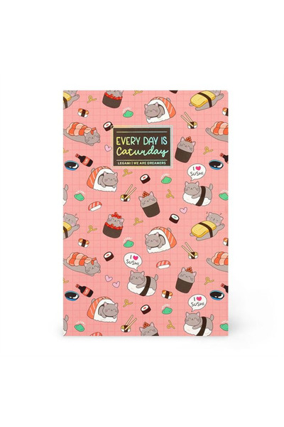 Legami Çizgili Defter - Quaderno - Orta - Sushi Kedi
