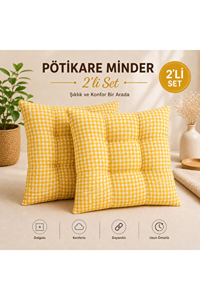 Belomia Home Collection İkili Pötikare Desen Minder | Ekose Desen 2'li Minder...