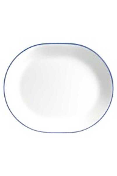 Corelle Vitrelle Glass Serving Platter with Blue Border, 31 cm