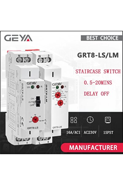 Choice1 مفتاح توقيت إضاءة للسلالم GRT8-LS/LM من GEYA، يثبت على قضيب DIN، 230 ...