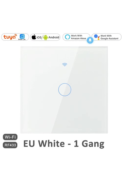 Choice7 white 1 gang EU 1/2/3/4 Gang EU WiFi RF 433mhz Smart Wireless Touch W...