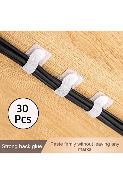 Choice 30pc White Self-Adhesive Cable Ties Nylon Loop Fasteners For Easy Cord...