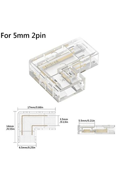Choice4 5mm-2pin COB LED Connectors 90 Degree L Shape Corner 5/8/10mm Solderl...