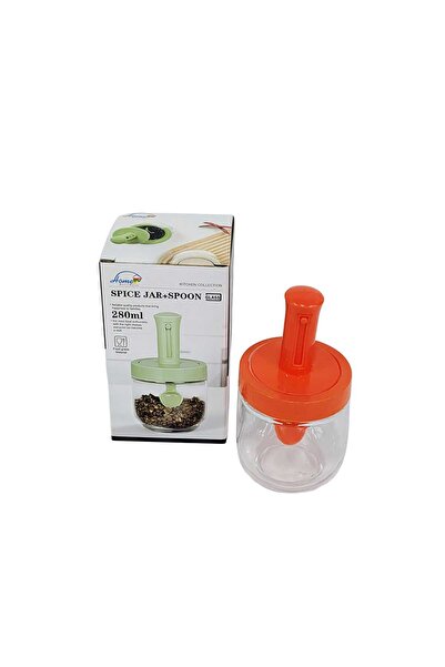 Home وعاء توابل زجاجي مع ملعقة، سعة 280 مل، Z030034MKT