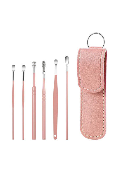 Choice Pink setA 6Pcs/Set Stainless Steel Ear Cleaner Portable Ear Spoons Spi...