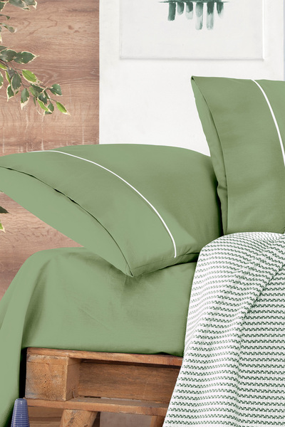 Monolisse Cozy Piping Pique Set Single Size Khaki 160*230 cm