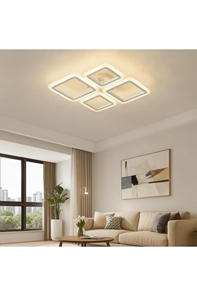 Elektroyou MS73005- 2+2 Modern 3 Renk Ledli Plafonyer Beyaz Lüks Modern 4'Lü ...