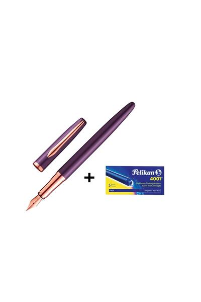 Pelikan Jazz Noble Dolma Kalem M Uç Mor & 5'li Dev Kartuş