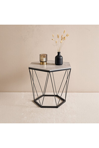 Ebticar Grey Rhombus Side Table – Ceramic Top