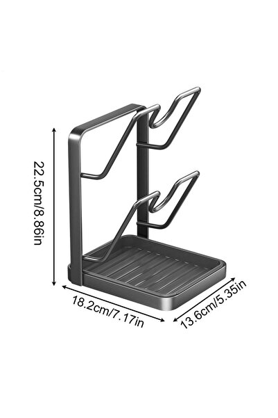 Choice Black Pot Lid Holder 2-Tier Countertop Rack Pot Lid Rack with Drip Tra...