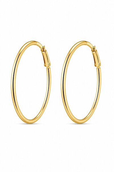BEREN KILIÇ Xuping 14 Ayar Altın Kaplama Büyük Halka Küpe – Minimal Gold Hoop