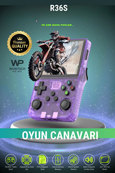 wunitech R36S Retro Oyun Konsolu Arkos İşletim Sistemli 15.000+ Konsol Oyunu ...