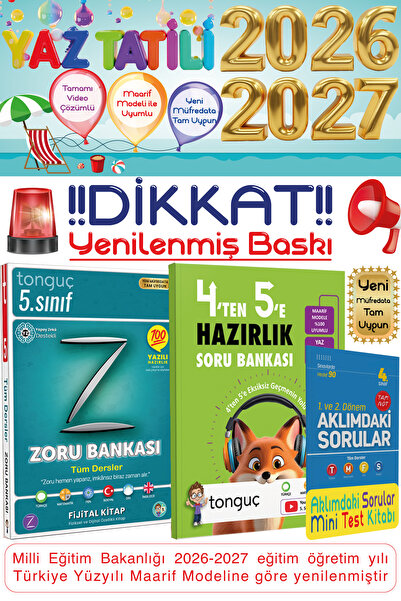 Tonguç Yayınları 4'ten 5'e Hazırlık Kitabı & 5. Sınıf Tüm Dersler Zoru Bankas...