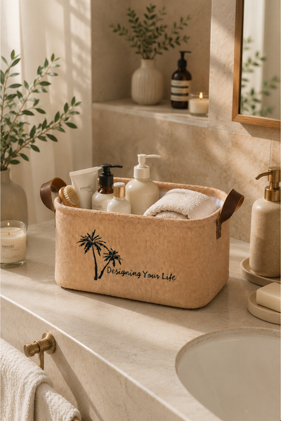 Dathcha Jüt Kumaş Düzenleyici Sepet 34x24x20 cm Açık Ağızlı Organizer Sepeti ...
