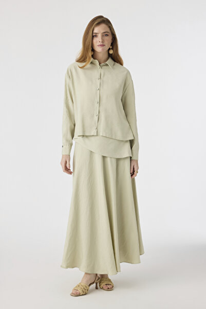 Zühre Buttoned Embroidery Detailed Flowing Mint Suit 1808