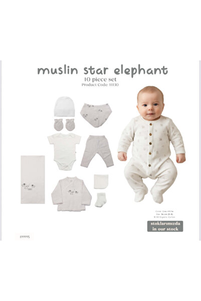 Bistyle Hastane Çıkışı 10lu Müslin Star Elephant
